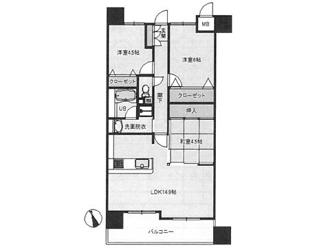 Floor plan. 3LDK, Price 18.4 million yen, Occupied area 64.89 sq m , Balcony area 18.23 sq m