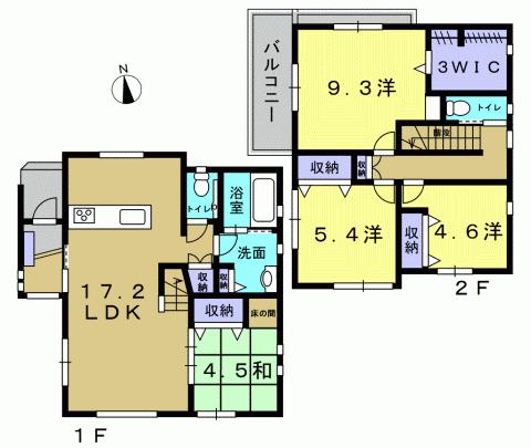 Floor plan. 38,400,000 yen, 4LDK, Land area 129.64 sq m , Building area 104.5 sq m 4LDK