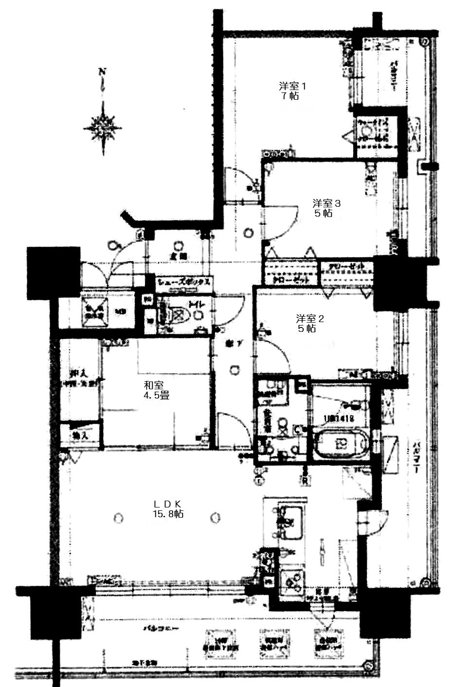 Floor plan. 4LDK, Price 30.5 million yen, Occupied area 84.19 sq m , Balcony area 28.94 sq m