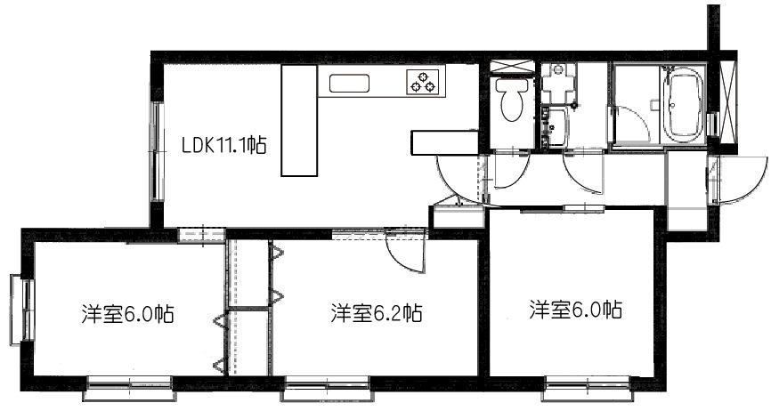 Floor plan. 3LDK, Price 12,980,000 yen, Footprint 57.8 sq m