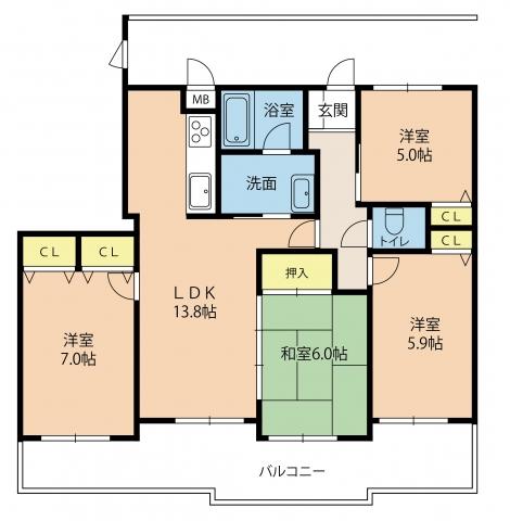 Floor plan. 4LDK, Price 22,900,000 yen, Occupied area 77.76 sq m