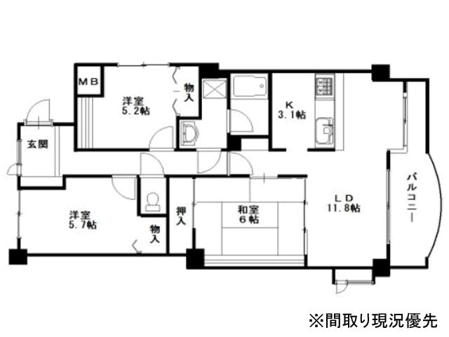 Floor plan. 4LDK, Price 18.9 million yen, Footprint 107.08 sq m , Balcony area 12.08 sq m