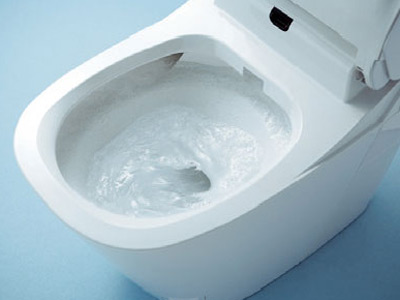 Toilet.  [Spiral water flow] The spiral of water flow, Swiftly turning the toilet bowl water. It sinks stubborn dirt even at a stretch.