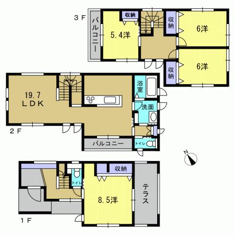 Floor plan. 38,200,000 yen, 4LDK, Land area 92.57 sq m , Building area 112.59 sq m 4LDK