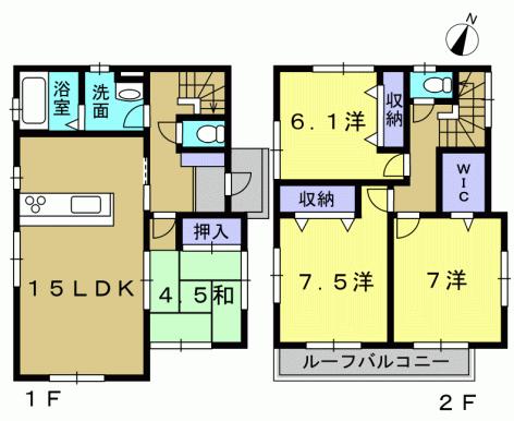 Floor plan. 31,900,000 yen, 4LDK, Land area 122.37 sq m , Building area 98.14 sq m 4LDK