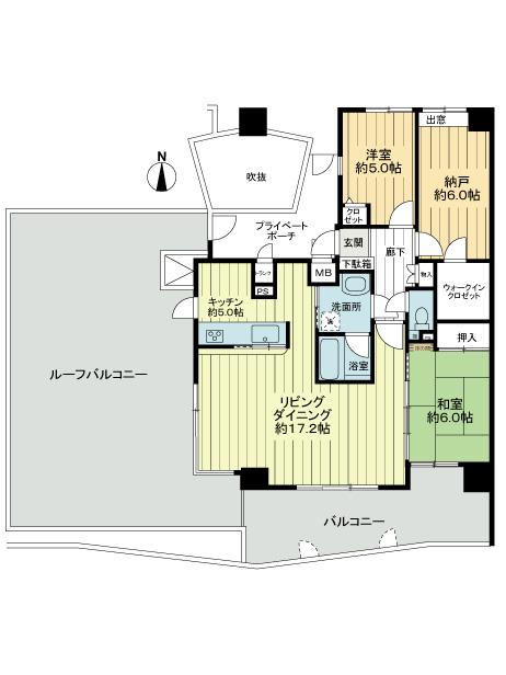 Floor plan. 2LDK + S (storeroom), Price 15.8 million yen, Footprint 83.4 sq m , Balcony area 17.21 sq m floor plan