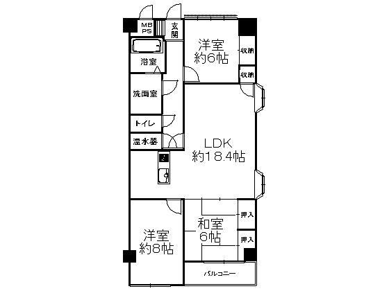 Floor plan. 3LDK, Price 15,980,000 yen, Footprint 90.1 sq m , Balcony area 4.69 sq m