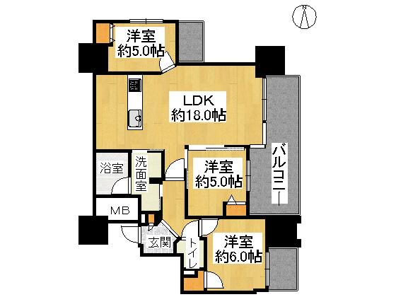 Floor plan. 3LDK, Price 23.5 million yen, Occupied area 73.12 sq m , Balcony area 14.71 sq m