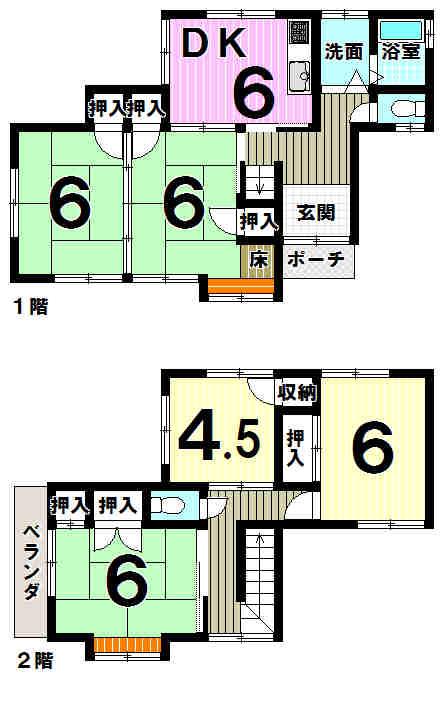 Floor plan. 14.9 million yen, 5DK, Land area 74.64 sq m , Building area 80.22 sq m