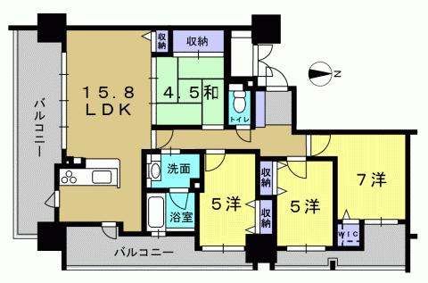 Floor plan. 4LDK, Price 30.5 million yen, Occupied area 84.19 sq m , Balcony area 28.94 sq m 4LDK