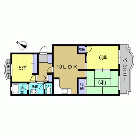 Floor plan. 3LDK, Price 10.8 million yen, Occupied area 61.85 sq m , Balcony area 7.97 sq m 3LDK