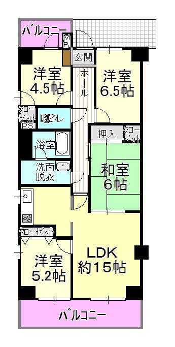 Floor plan. 4LDK, Price 18.9 million yen, Occupied area 84.61 sq m , Balcony area 11.83 sq m