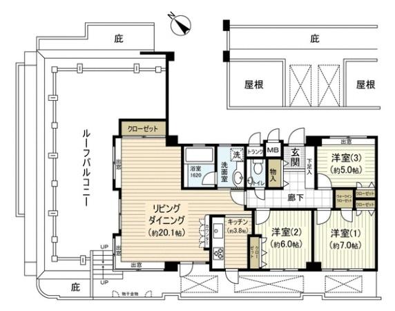 Floor plan. 3LDK, Price 29,800,000 yen, Occupied area 94.45 sq m , Balcony area 25.38 sq m