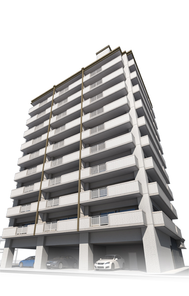 Exterior - Rendering. Beautiful harmony to the streets of calm Kannon stylish design that was based on white. 1 floor 3 House, 2 / 3 does not miss the life-friendliness of the corner dwelling unit! !