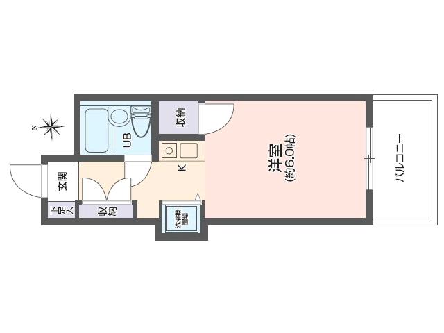 Floor plan. 1K, Price 3.8 million yen, Occupied area 18.23 sq m , Balcony area 4.05 sq m
