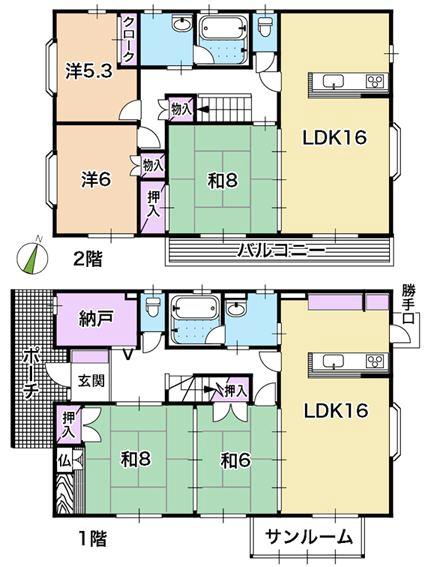 Floor plan. 23.8 million yen, 5LLDDKK + S (storeroom), Land area 204.5 sq m , Building area 161.57 sq m floor plan