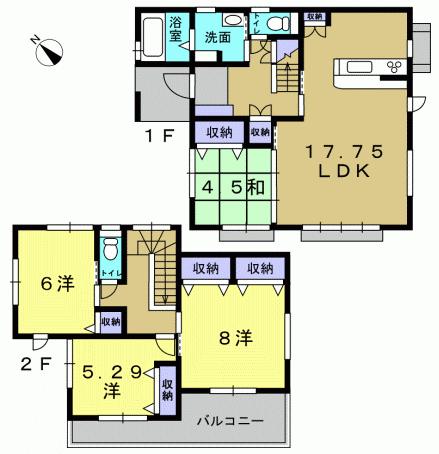 Floor plan. 24,300,000 yen, 4LDK, Land area 137.92 sq m , Building area 103.09 sq m 4LDK