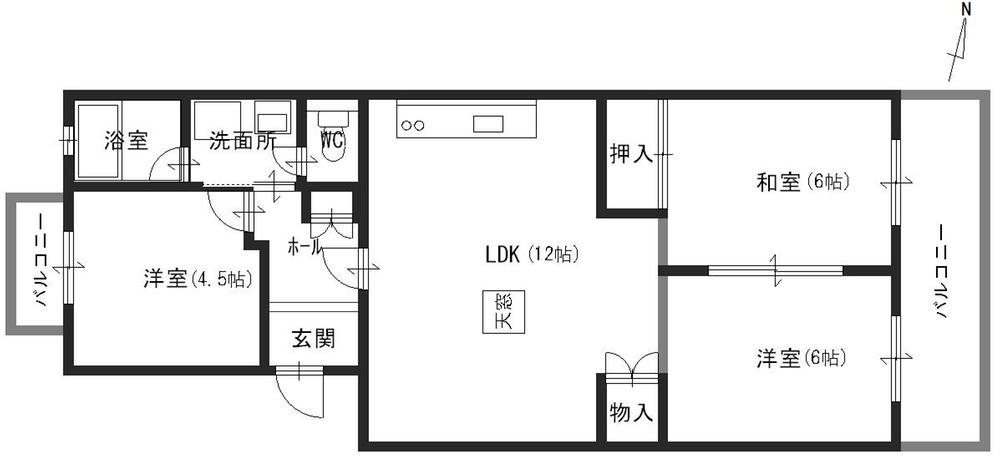 Floor plan. 3LDK, Price 5.28 million yen, Occupied area 64.08 sq m