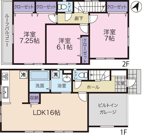 Floor plan. 23.8 million yen, 3LDK, Land area 90.46 sq m , Building area 97.3 sq m