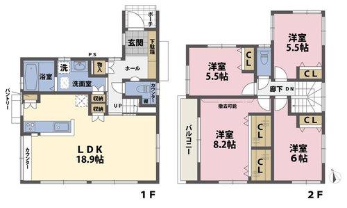 Floor plan. (NO.13B-1), Price 29,980,000 yen, 4LDK, Land area 102.57 sq m , Building area 103.89 sq m