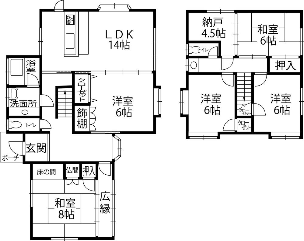 Floor plan. 39,800,000 yen, 5LDK + S (storeroom), Land area 165.84 sq m , Building area 130.82 sq m