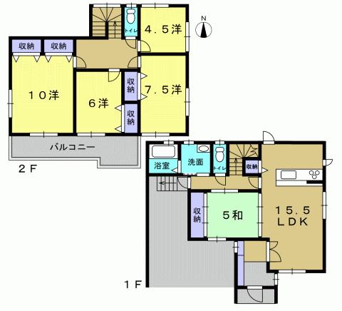 Floor plan. 26,900,000 yen, 4LDK + S (storeroom), Land area 173.59 sq m , Building area 121.61 sq m 4LDK + S