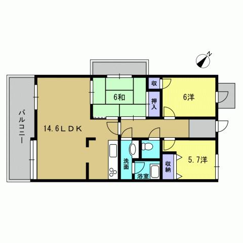 Floor plan. 3LDK, Price 14.8 million yen, Occupied area 72.65 sq m , Balcony area 10 sq m 3LDK