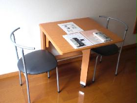 Living and room. Equipped table, Chair