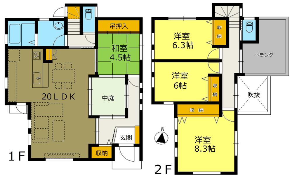 Floor plan. 42,900,000 yen, 4LDK, Land area 168.69 sq m , Building area 111.95 sq m