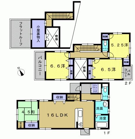 Floor plan. 30,300,000 yen, 4LDK, Land area 105.16 sq m , Building area 99.36 sq m 4LDK