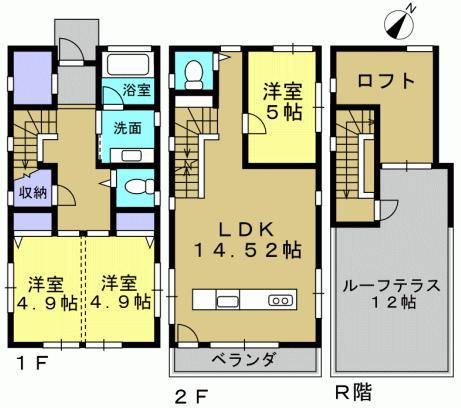 Floor plan. 20,900,000 yen, 3LDK, Land area 88.01 sq m , Building area 86.33 sq m 3LDK