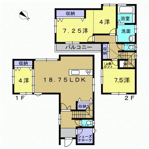 Floor plan. 27.3 million yen, 4LDK, Land area 95.97 sq m , Building area 91.04 sq m 4LDK