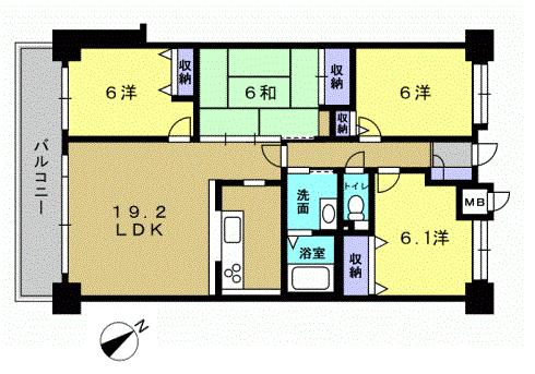 Floor plan. 4LDK, Price 16.8 million yen, Occupied area 89.06 sq m , Balcony area 13.32 sq m 4LDK
