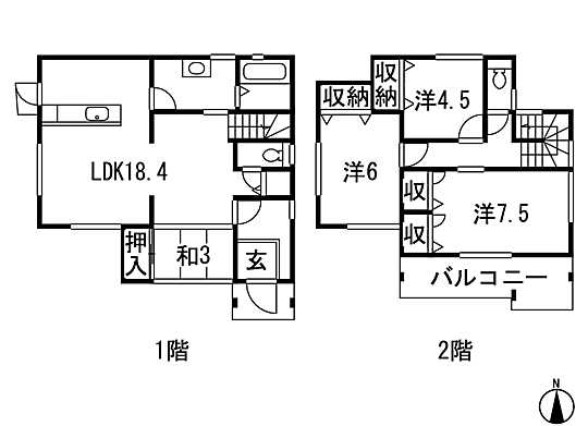 Floor plan. 14.8 million yen, 4LDK, Land area 225.87 sq m , Building area 99.36 sq m 4LDK