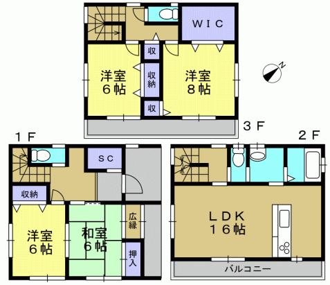 Floor plan. 33,200,000 yen, 4LDK, Land area 102.23 sq m , Building area 120.88 sq m 4LDK