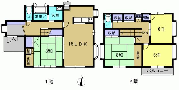 Floor plan. 16.8 million yen, 4LDK, Land area 179.51 sq m , Building area 114.7 sq m 4LDK