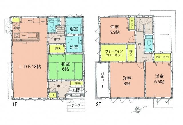 Floor plan. 31.5 million yen, 4LDK, Land area 126.2 sq m , Building area 108.75 sq m