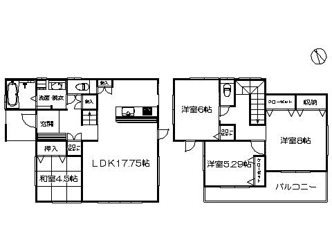 Floor plan. 24,300,000 yen, 4LDK, Land area 137.92 sq m , Building area 103.09 sq m