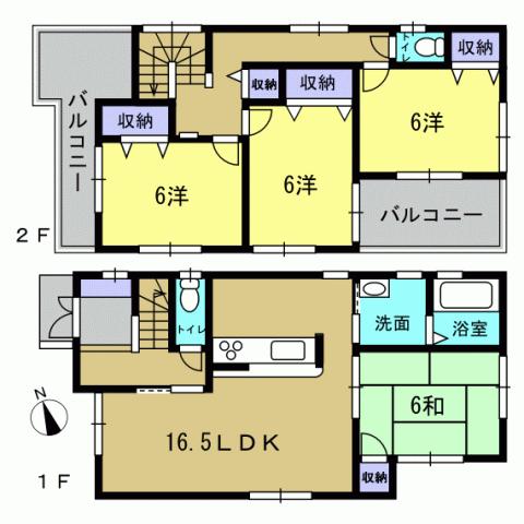 Floor plan. 33,800,000 yen, 4LDK, Land area 151.01 sq m , Building area 97.6 sq m 4LDK