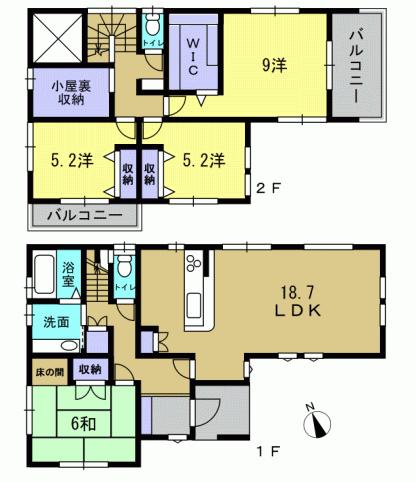 Floor plan. 26.5 million yen, 4LDK, Land area 150.42 sq m , Building area 110.95 sq m 4LDK