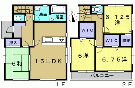 Floor plan. 26,300,000 yen, 4LDK, Land area 152.35 sq m , Building area 98.97 sq m 4LDK