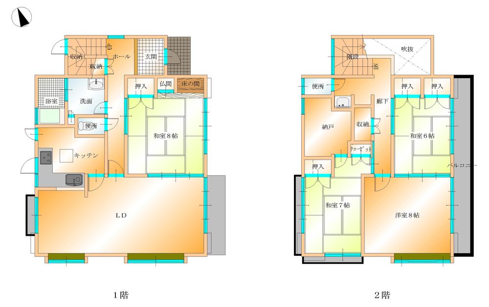 Floor plan. 20 million yen, 4LDK + S (storeroom), Land area 216 sq m , Building area 168.5 sq m