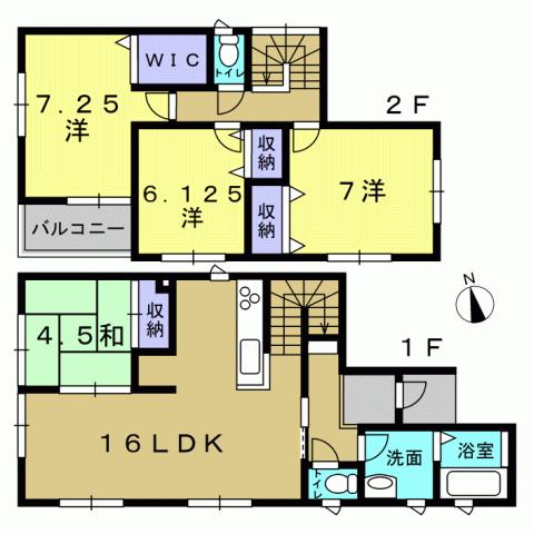 Floor plan. 22,900,000 yen, 4LDK, Land area 124.43 sq m , Building area 98.76 sq m 4LDK