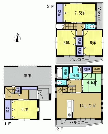 Floor plan. 34,800,000 yen, 5LDK, Land area 143.92 sq m , Building area 110.46 sq m 5LDK