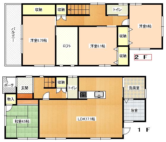 Floor plan. 25,800,000 yen, 4LDK + S (storeroom), Land area 115.42 sq m , Building area 100.6 sq m