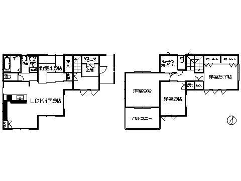 Floor plan. 32,300,000 yen, 4LDK, Land area 127.53 sq m , Building area 108.68 sq m