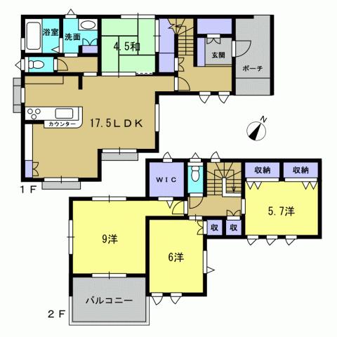 Floor plan. 32,300,000 yen, 4LDK, Land area 127.53 sq m , Building area 108.68 sq m 4LDK
