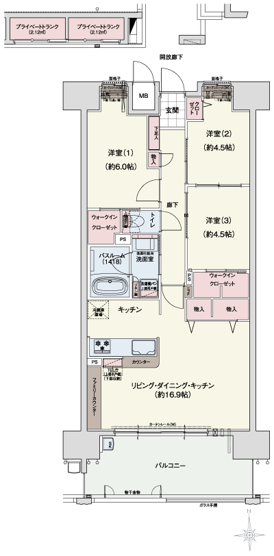 Floor: 3LDK, occupied area: 72.89 sq m, Price: 18,980,000 yen ~ 21,980,000 yen