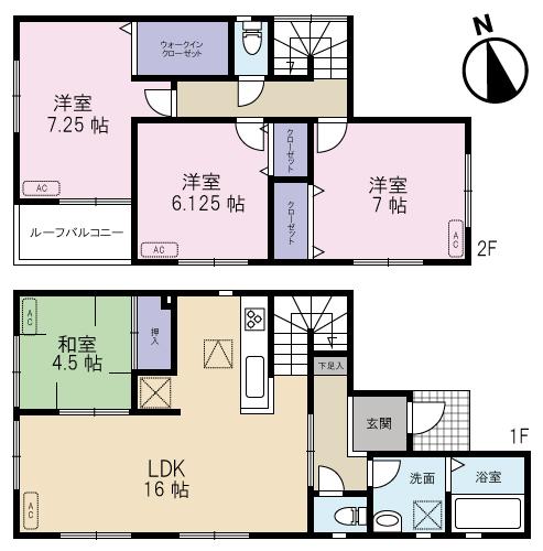 Floor plan. 22,900,000 yen, 4LDK, Land area 124.43 sq m , Building area 98.76 sq m