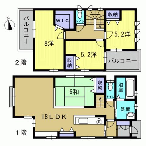 Floor plan. 32,100,000 yen, 4LDK, Land area 136.11 sq m , Building area 98.53 sq m 4LDK